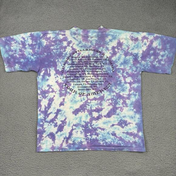 Vintage Crosby Stills Nash & Young T-Shirt Men’s Large Tour of America Tie Dye - Picture 10 of 12